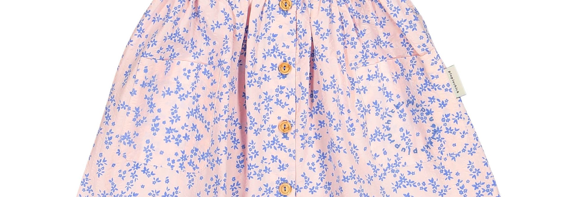 Korte Rok met zakken - Licht Roze met Bloemen