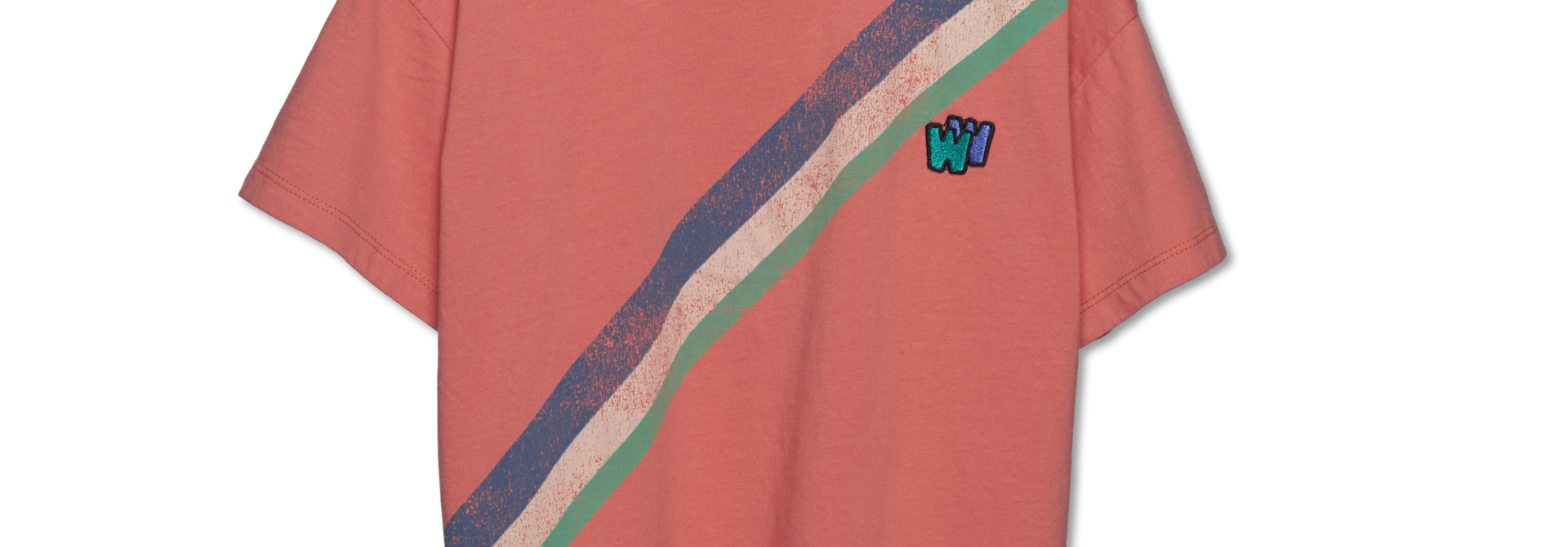 Tri Color Stripe Tee - papaya