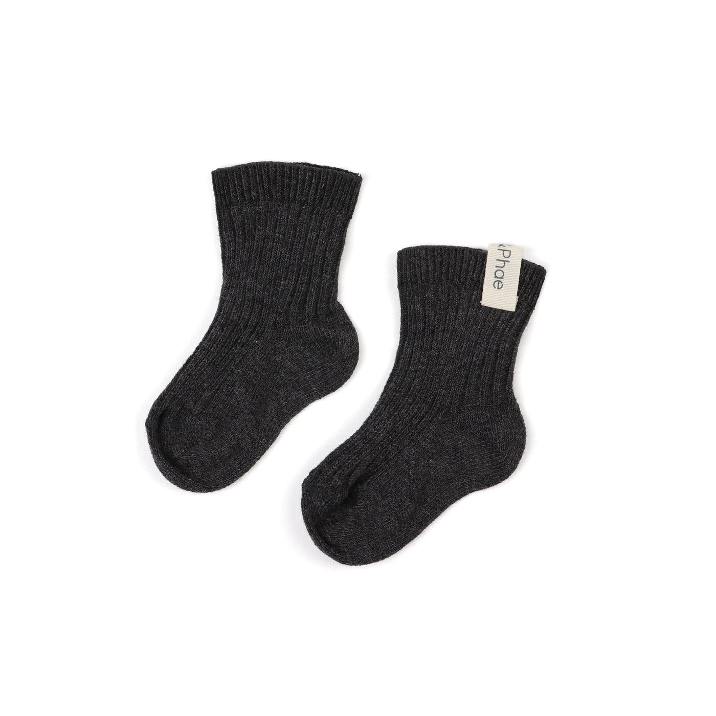 Ribbed baby socks - Charcoal-1