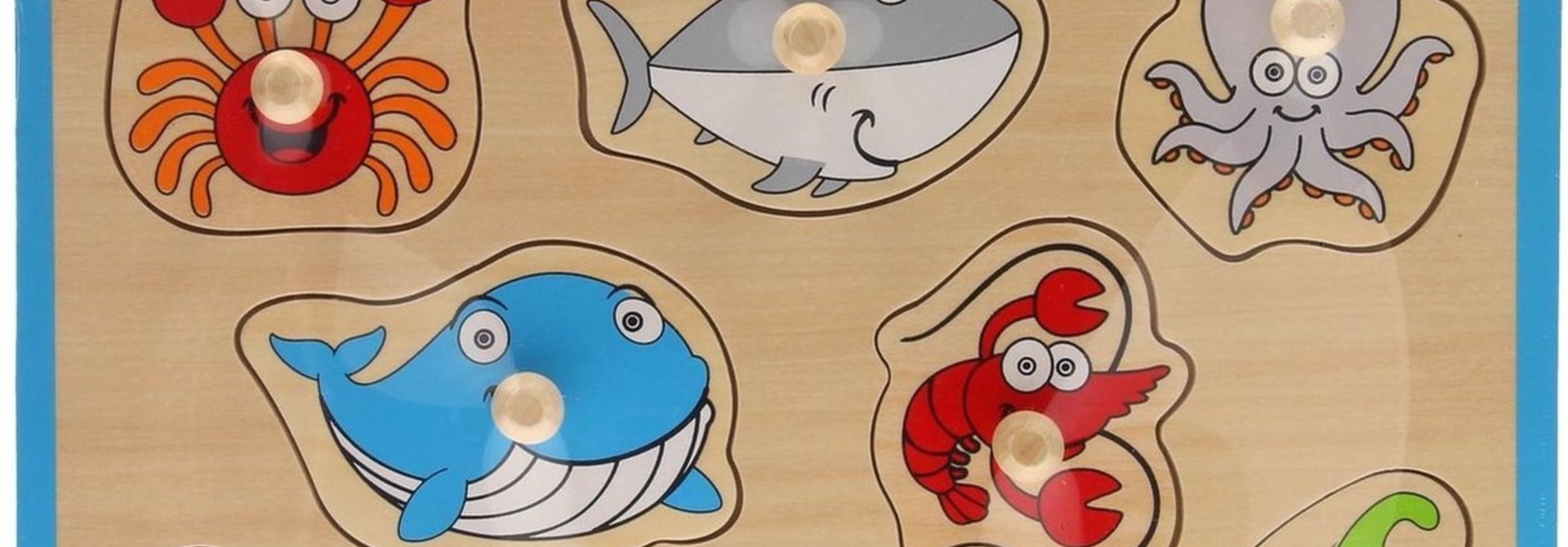 Houten knoppuzzel zeedieren