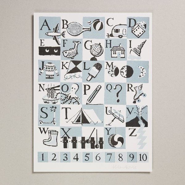Risograph Print - Teal Alphabet-1