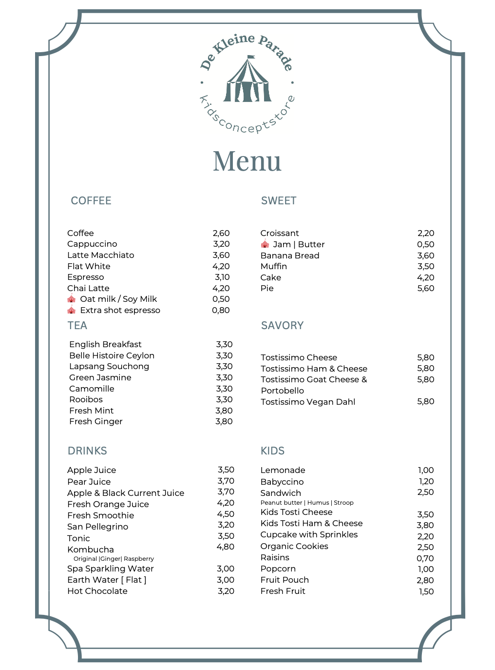 Menu De Kleine Parade