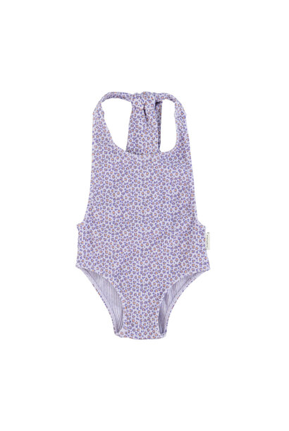 Swimsuit W/ Back Bow - Lavender W/ Animal Print