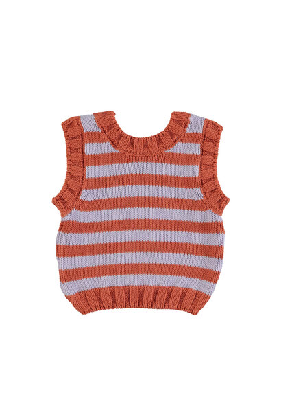 Knitted Top - Lavender & Terracotta Stripes
