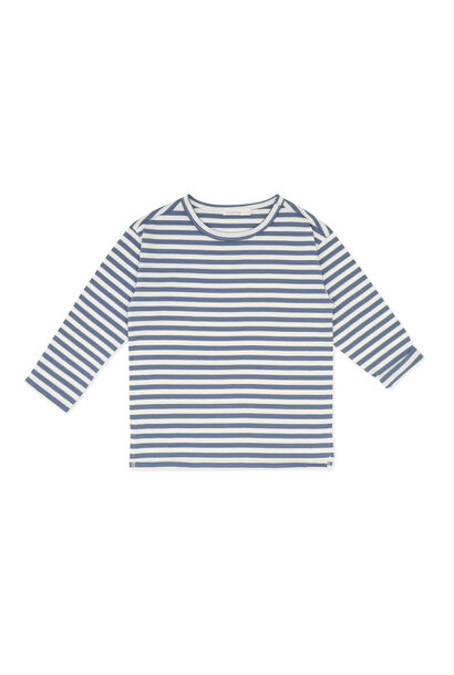 Oversized Tee L/S Stripes - Denim Blue