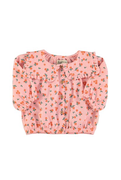 blouse w/ sailor collar | pink flowers