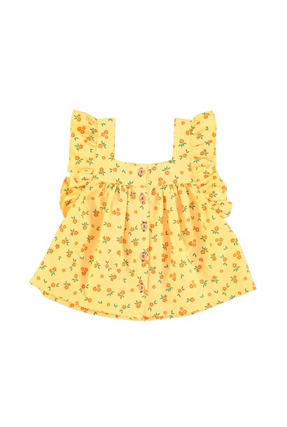 sleeveless blouse | yellow flowers