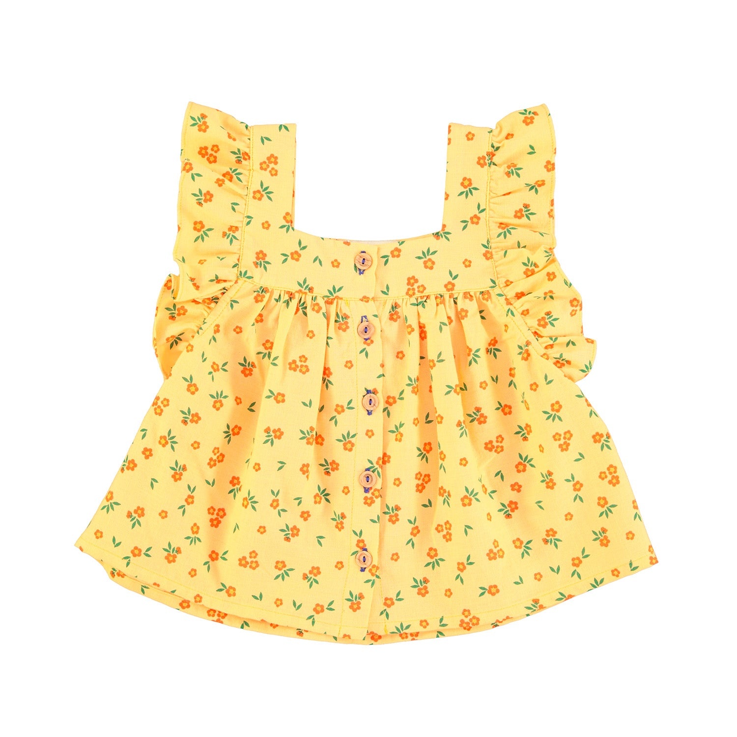 sleeveless blouse | yellow flowers-1