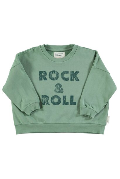 Sweatshirt | Green w/ "rock & roll" print
