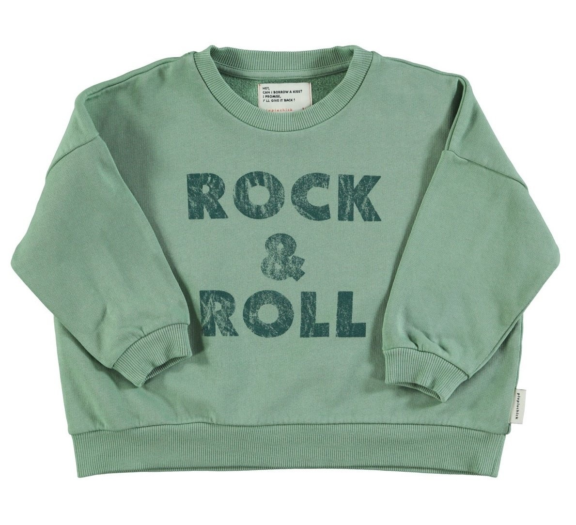 Sweatshirt | Green w/ "rock & roll" print-1