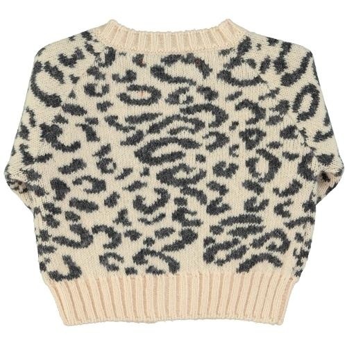 Knitted baby cardigan | Pink w/ animal print-3