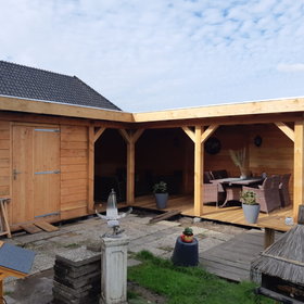 Overkapping met schuur L-vorm