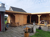 Overkapping met schuur L-vorm Overkapping met schuur L-vorm