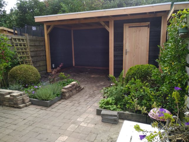 Overkapping met schuur - 550x250cm