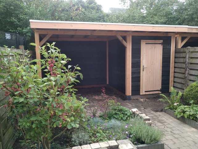 Overkapping met schuur - 550x250cm