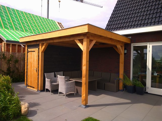 Overkapping met schuur - 450x250cm