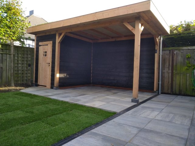 Overkapping met schuur - 500x300cm Overkapping met schuur - 500x300cm