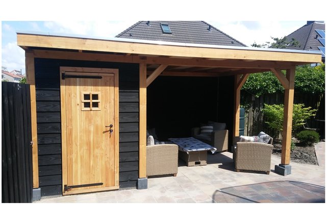 Overkapping met schuur - 500x300cm Overkapping met schuur - 500x300cm