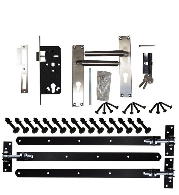 Beslagset zwart gecoat t.b.v opgeklampte deur enkel XL