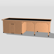 Overkapping met schuur - 900x300cm
