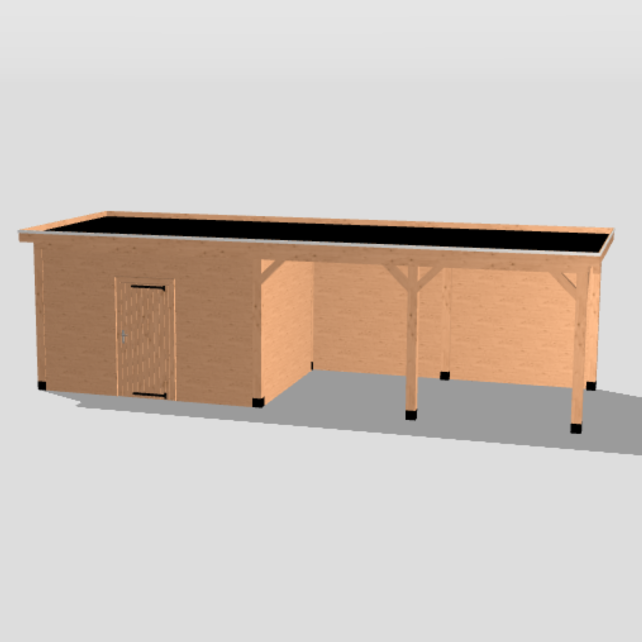Overkapping met schuur - 900x300cm