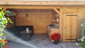 Overkapping met schuur  - 550x300cm Overkapping met schuur  - 550x300cm