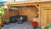Overkapping met schuur  - 550x300cm Overkapping met schuur  - 550x300cm