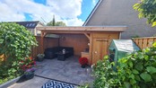 Overkapping met schuur  - 550x300cm Overkapping met schuur  - 550x300cm
