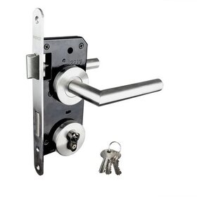 Deurbeslag Set Compleet PC 72 - Poortslot RVS op Rozet (per set)