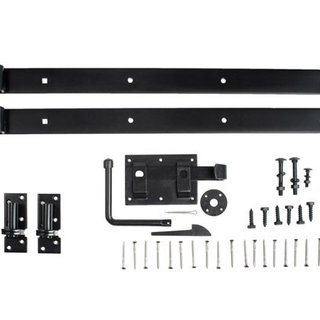 Poortbeslag voor Tuinhek met Zwarte Hengen Recht met Punt (per set)
