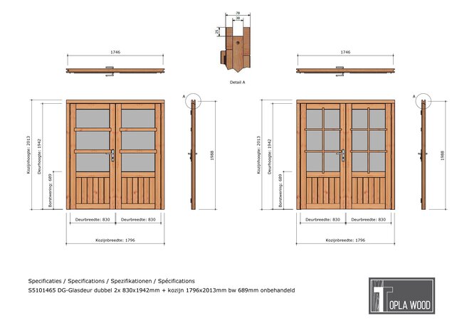 Douglas Paneel/Glasdeur dubbel 180x201cm