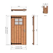 Douglas opgeklampte deur enkel met raam 106x202cm excl h&s