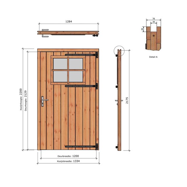 Douglas opgeklampte deur enkel met raam 133x220cm XL excl h&s Douglas opgeklampte deur enkel met raam 133x220cm XL excl h&s