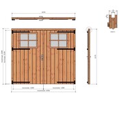 Douglas opgeklampte deur dubbel met raam 253x220cm excl h&s  XL