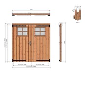 Douglas opgeklampte deur dubbel 199x202cm met raam excl h&s