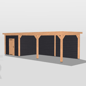 Overkapping met schuur  - 900x300cm