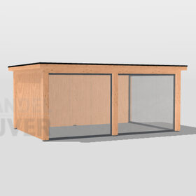 Luxe overkapping met glazen schuifwand - 600x400cm