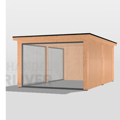 Luxe overkapping met glazen schuifwand - 600x400cm Luxe overkapping met glazen schuifwand - 600x400cm