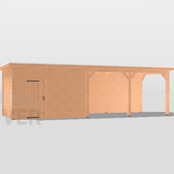 Overkapping met schuur - 900x300cm