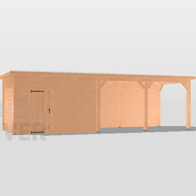 Overkapping met schuur - 900x300cm