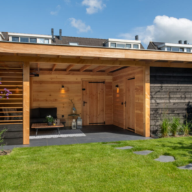 Overkapping met schuur/ shutter 800x350