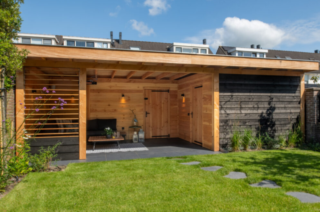 Overkapping met schuur/ shutter 800x350