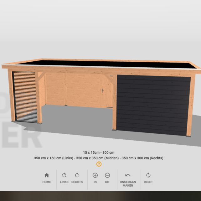 Overkapping met schuur/ shutter 800x350