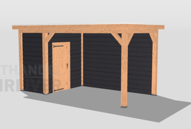 Overkapping met kleine schuur - 500x250cm
