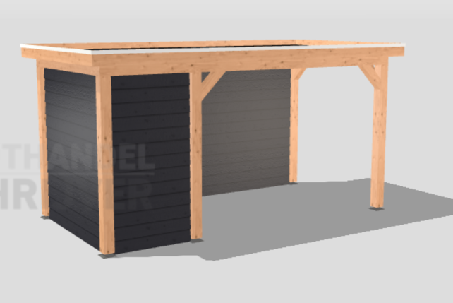 Overkapping met kleine schuur - 500x250cm
