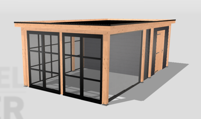 Veranda met schuur 750x400