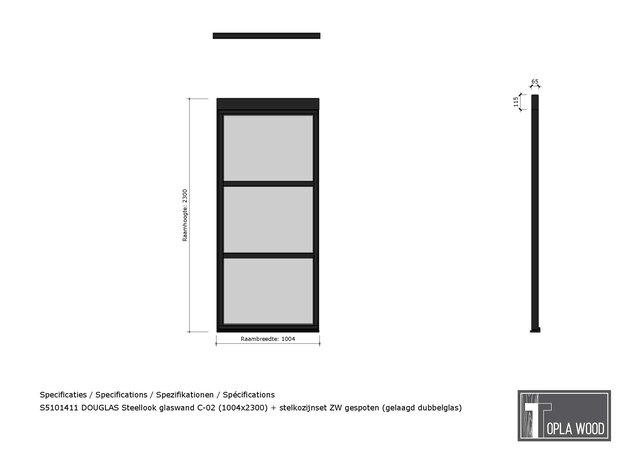 Douglas Steellook Glaswand  (enkelvoudig)