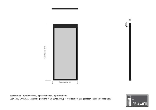 Douglas Steellook Glaswand  (enkelvoudig)