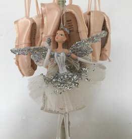 Goodwill Goodwill porseleinen ballerina hanger zilver en wit met vleugeltjes