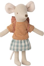 Maileg Maileg tricycle mouse big sister with bag old rose 17-3207-00